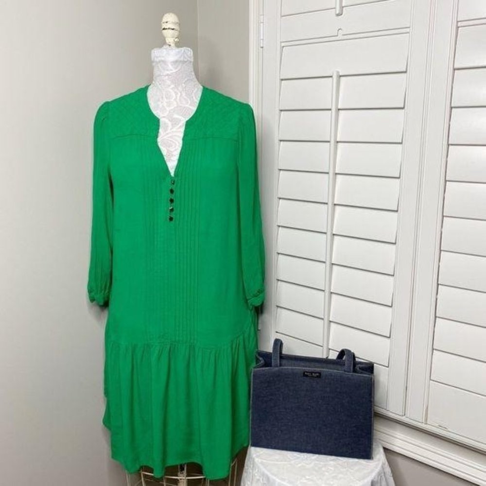 Anthropology Maeve Kelly Green Drop Waist Dress 4